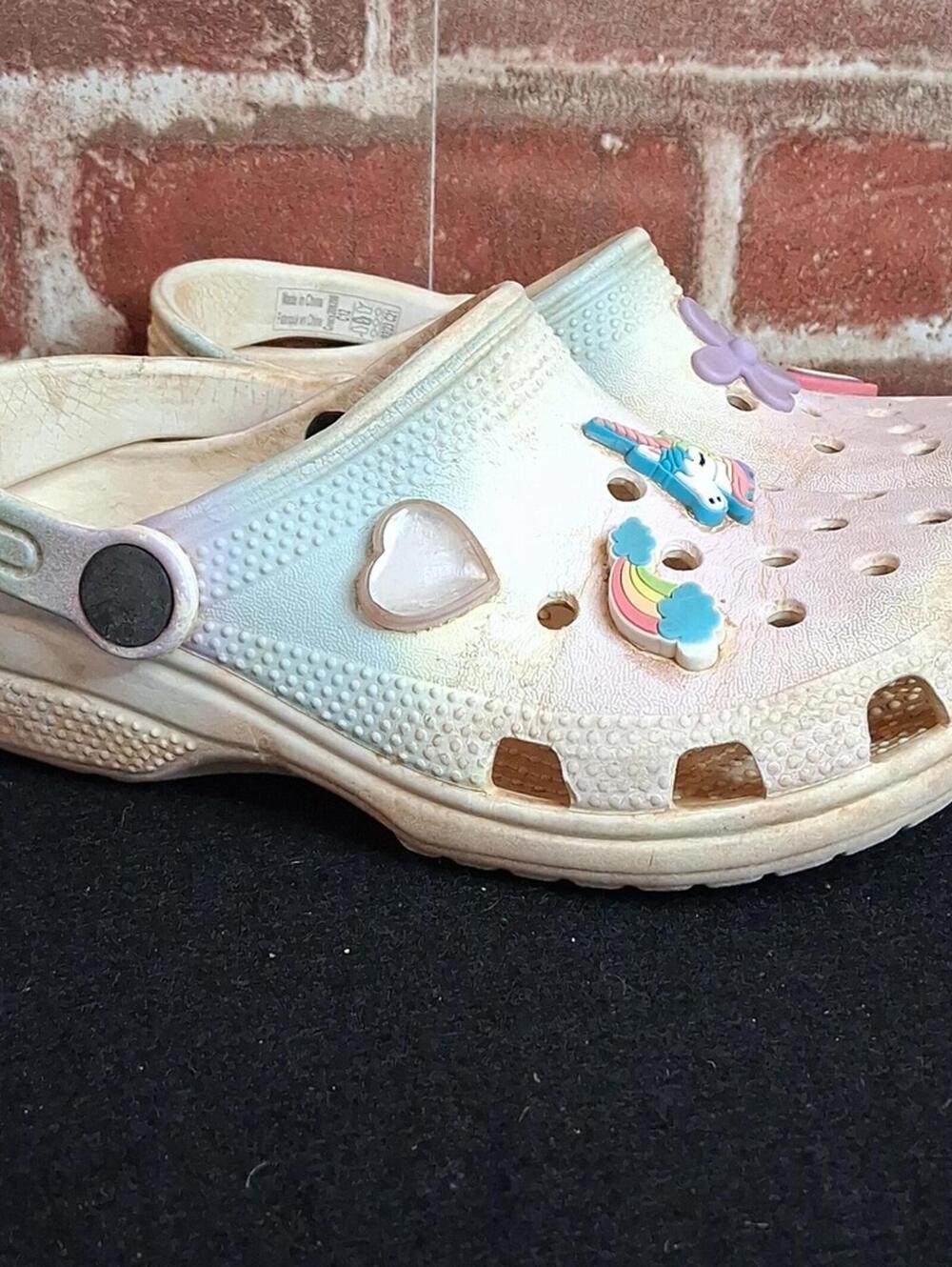 Crocs Sandals Girls Size 12 Multi Color Sunset with Jibbitz Clogs